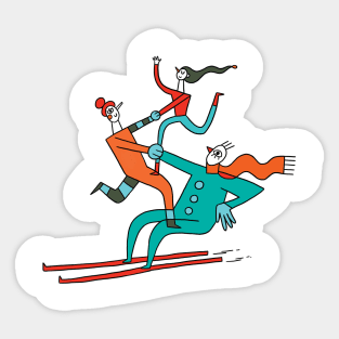 Skiing Acrobats Sticker